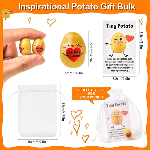 PAPPYN-A 100 Set Inspirational Potato Employee Appreciation Gifts Bulk for Coworkers Team Staff Thank You Gifts Organza