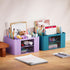 Marbrasse Pen Organizer, Multi-Functional Pencil Holder with 2 Drawers, 5 Compartments for Office Art Supplies (Purple)