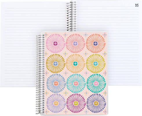 Erin Condren Modern Geometric Coiled Notebook, 7x9 Lined, Platinum Coil