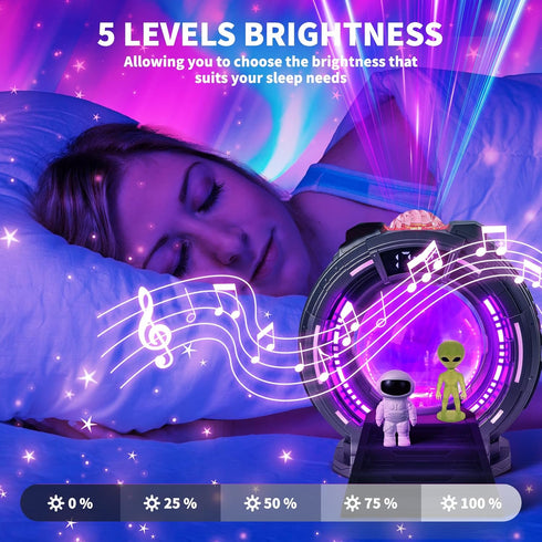 Dacnod Galaxy Northern Lights Projector Plasma Ball Night Light Aurora Projector Remote Control White Noise Bluetooth