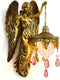 Angel Wall Lamp, Vintage Holy Guardian Night Light with Frosted Crystal &