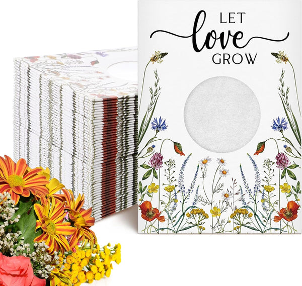 Fumete 50 Pcs Let Love Grow Seed Packets Wedding Favor for Guests, Kraft Bag with Window for Wedding Party Favors