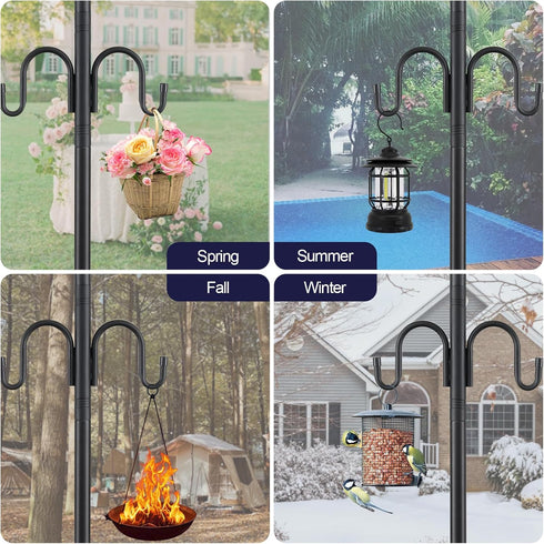 ETICSIPA 10FT 1.5 Inch 2 1 String Light Poles, Heavy Duty Poles for Outdoor String Lights with Shepherd Hook, in Light
