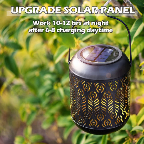 2 Pack LeiDrail Solar Lantern Outdoor Hanging Lanterns Garden Metal Decorative Light Warm White LED Waterproof