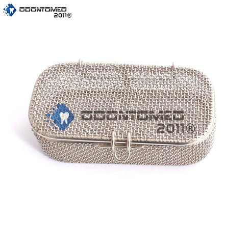 OdontoMed2011 Instrument Tray and Mesh Perforated Baskets Sterilization Tray 4.75" X 2.25" X 1" with Lid