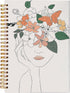 Minimalist Boho Neutral Botanical Flower Lined Spiral Journal Notebook, 8.3×5.5 Inches, Hardcover College Ruled