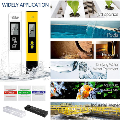 PH Meter, TDS PPM Meter and 3 in 1 Soil Moisture Meter Combo, High Accuracy Lab Tester Kit