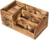 Liry Products Rustic Wooden Desktop Organizer, Brown Tabletop Storage Cabinet with 2 Tier Drawers, Multiple Compartments