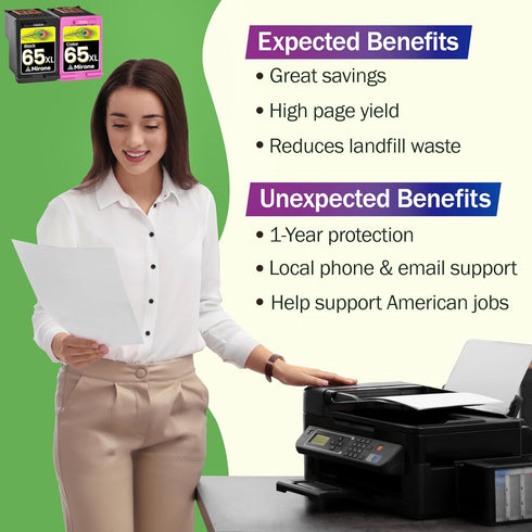 Mirone Remanufactured Ink Cartridges Replacement for HP Ink 65 65XL Black Color Combo Pack for DeskJet 3755 3700 (2pk)