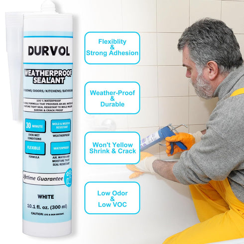 Weatherproof Sealant, Waterproof Caulk & Seal, Pack of 2, White