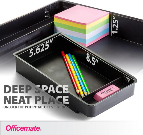 Officemate Medium Self-Adhesive Under Desk Drawer, Black, 6" x 10.75" x 1.875" (22532)