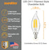 41357-SU Bulb 5 (60W (E12), Dimmable, 6 Pack, 50K Sunlite LED Filament Chandelier Light with Flame Tip, Watts