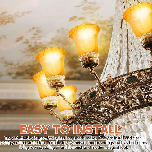 1 E26 1-5/8'' Teenyyou Pcs Bell Shaped Glass Lamp Shade Replacement Globe Ceiling Fan Light Cover with Fitter Opening