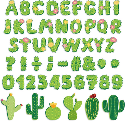 Whaline 110Pcs Cactus Classroom Decor - Cactus Letter Alphabet Number Cut-Outs for DIY Projects