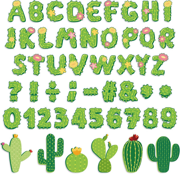 Whaline 110Pcs Cactus Classroom Decor - Cactus Letter Alphabet Number Cut-Outs for DIY Projects