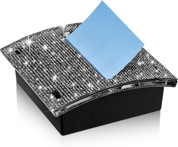 Rhinestone Self Stick Note Pad Holders 4 x 4 Inches Memo Note Holder Dispenser Sticky Note Holder Sticky Notes Dispenser for Office Home Classroom Desk Supplies (AB Color)