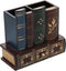 Decorative Desk Organizer Caddy, Antique Library Books Design, Pencil and Pen Holder with Bottom Storage Drawer