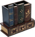 Decorative Desk Organizer Caddy, Antique Library Books Design, Pencil and Pen Holder with Bottom Storage Drawer