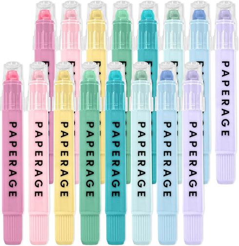 PAPERAGE Gel Highlighters, No Bleed & Smudge Free, Assorted Pastel Colors, 16 Count