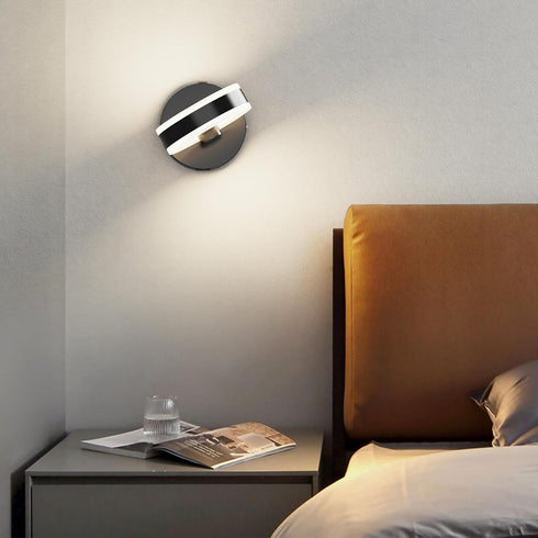 LED Wall Sconces with ON/Off Switch, Matte Black Rotatable Hardwired Wall Light Fixtures, Built in USB Charging Port