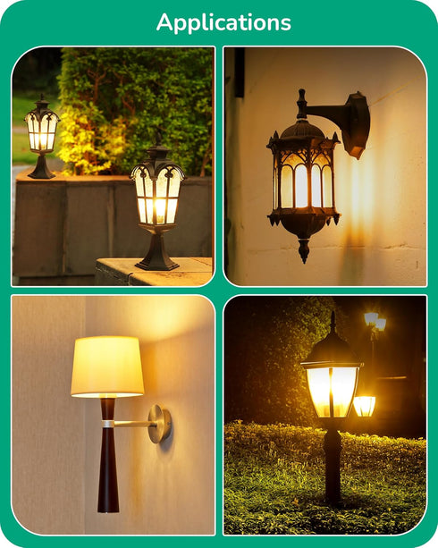 EDISHINE Dusk to Dawn Bug Light Bulbs Outdoor, 2000K Amber Glow, Automatic On/Off, 600LM, 9W (60W Equivalent), E26