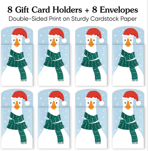 Pack, Set 8 Big Dot of Happiness Christmas Silly Goose Gift Card Holders with Envelopes, Winter Holiday Party Cash