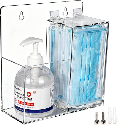 SEANADO Face Mask Dispenser and Hand Sanitizer Holder Stand Wall Mount or