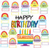 Rainbow Happy Birthday Bulletin Board Sign with Cloud Accents Cutouts for Celebrations, Calendars, and Classrooms Decor