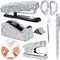Demissle 6 Pcs Bling Office Desk Accessories Set, Crystal School Stationery Kit with Scissor, Stapler, Tape Dispenser,