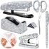 Demissle 6 Pcs Bling Office Desk Accessories Set, Crystal School Stationery Kit with Scissor, Stapler, Tape Dispenser,