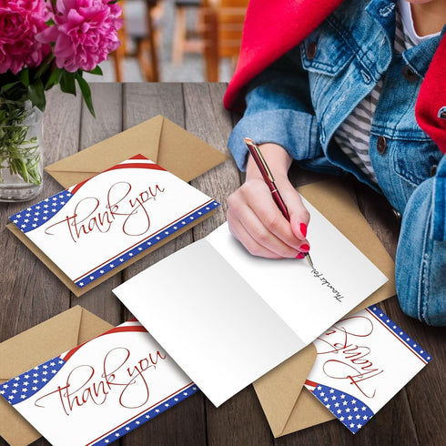 Pipilo Press 120 Pack 4x6-inch 4th Bulk Patriotic Thank You Cards with Envelopes for Veterans Day and of July