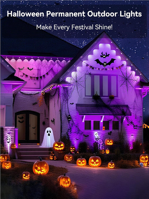 VERDILUME 50FT IP67 Permanent Outdoor Lights, RGB Waterproof Eaves Lighting, Smart LED Outside House Lights