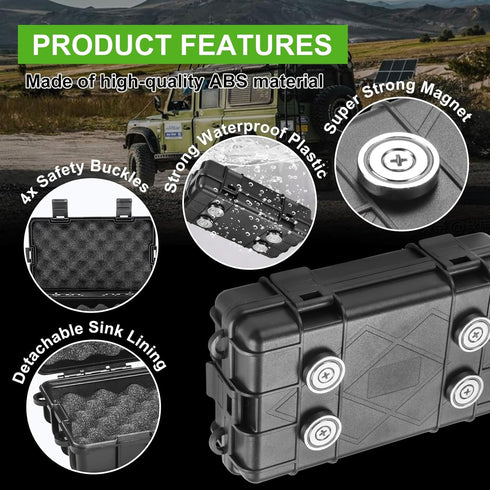 Upgraded Black Magnetic Key Box for Under Car, Waterproof Magnetic Key Holder for Outdoor Vehicles - Hidden Key Box