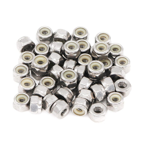 binifiMux 50pcs 1/4-20 Inch Nylon Inserted Self Locking Nuts - 304 Stainless Steel,