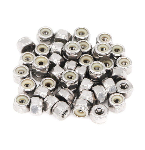 binifiMux 50pcs 1/4-20 Inch Nylon Inserted Self Locking Nuts - 304 Stainless Steel,