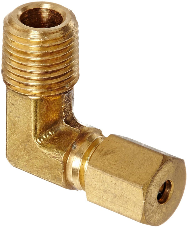 Anderson Metals 50069 Brass Compression Tube Fitting, 90 Degree Elbow