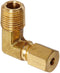 Anderson Metals 50069 Brass Compression Tube Fitting, 90 Degree Elbow