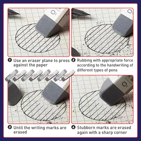 Premium Sand Erasers, Set of 8 Frosted Erasers for Pens and Ink - School and Office Supplies