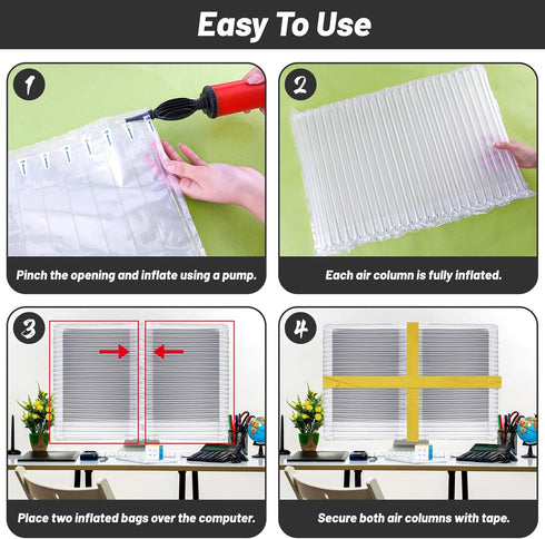 8pcs 4 27" UNIFAMILY for Screens Inflatable Protective Bags for Computer Moving, Monitor Shipping Box Compatible