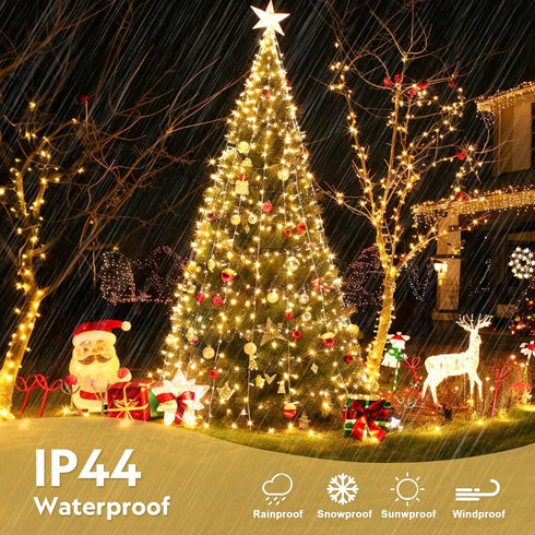 400 132 8 JMEXSUSS LED Christmas Lights Indoor Outdoor, ft Warm White String Lights Plug in with Remote, Modes Twinkle