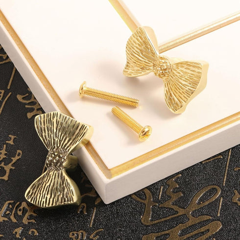 Generic Unique Drawer Pulls Brass Dressers Knob Cupboard Handle Modern Furniture Handle Bowknot Shape Bedside Cabinet