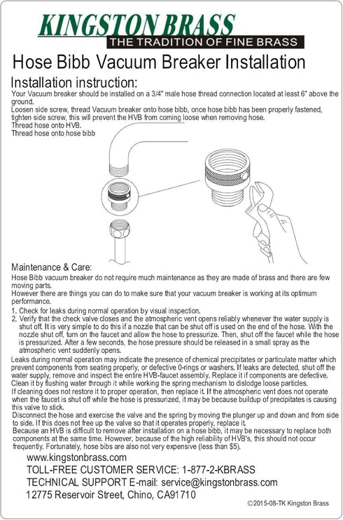 Kingston Brass GHVCBK Hose Bibb Vacuum Breaker, Brass