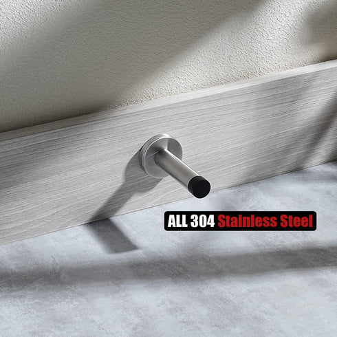 JQK 304 Stainless Steel Door Stopper, 1mm Sound Dampening Bumper Wall Protector, 2 Pack, Brushed