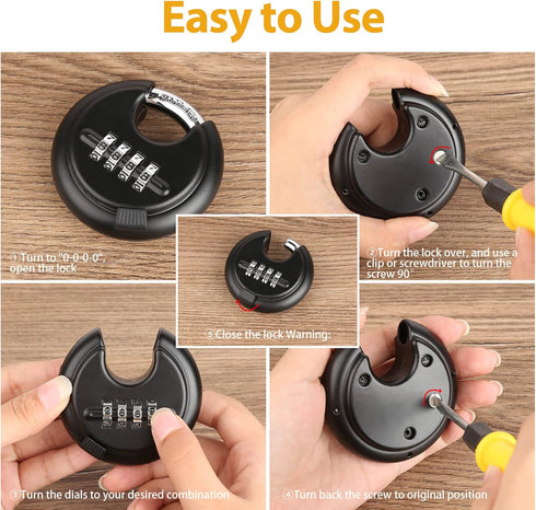 DAYGOS Combination Disc Padlocks for Outdoor - Heavy Duty 4 Digit Code Lock, Combo Discus Lock for Storage Unit, Gate,