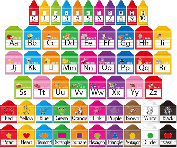 Sinload 57 Pcs Alphabet Number for Classroom Wall Crayon Bulletin Board Decorations Colorful