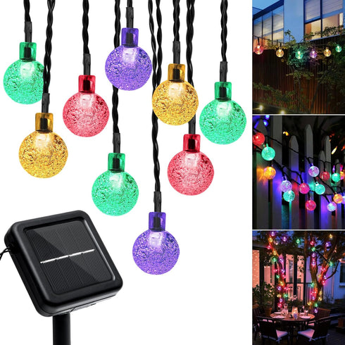Galavasen Outdoor Solar String Lights, 46FT 66LED 8Modes Crystal Color Solar Powered Christmas