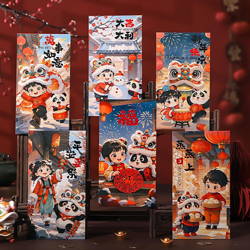 BAIWOVIS Chinese New Year Red Envelopes, 6 Pack Traditional Lunar New Year Money