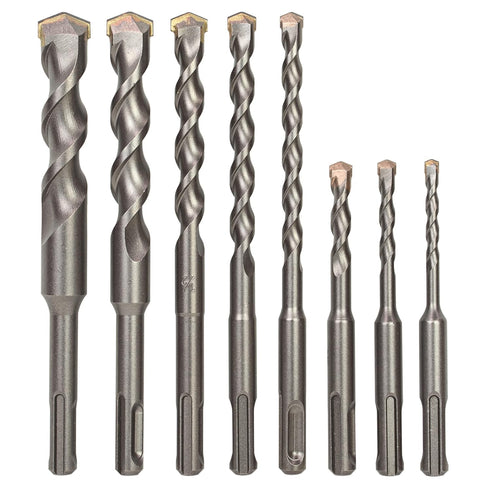 8-Piece SDS Plus Drill Bit Set, Carbide Tipped Rotary Hammer Bits for Brick, Stone, Concrete