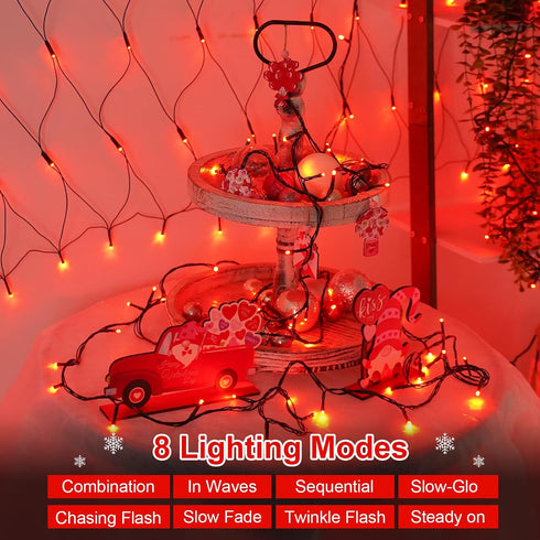66ft 200 8 YEGUO LED String Lights Outdoor Waterproof, Red Christmas Lights Indoor, Twinkle Christmas Tree Lights Plug