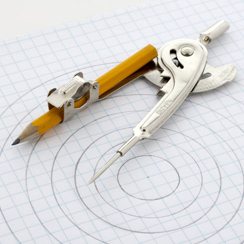 Set Inch 1-Pack BAZIC Products Geometry Math Compass w/Scale-Arm, Nickel Plated Metal Ball & HB Wood Pencil